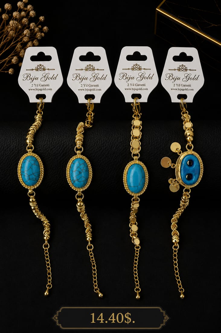 Firuze Taşlı Oval Bileklik