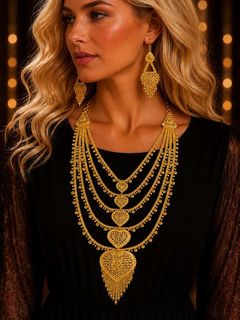 Hint Tarzı Beş Katlı Kalp Set